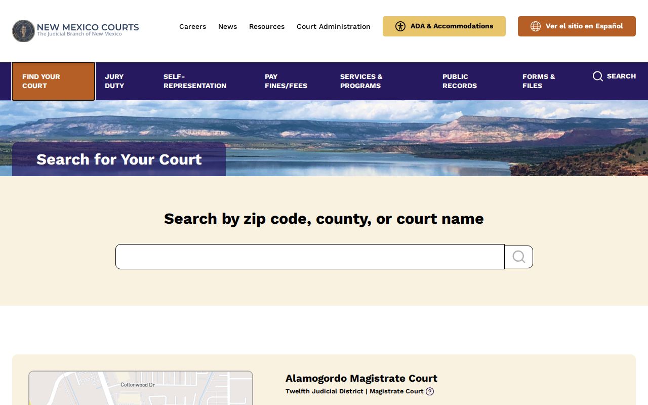 Alamogordo criminal record check using the New Mexico court directory