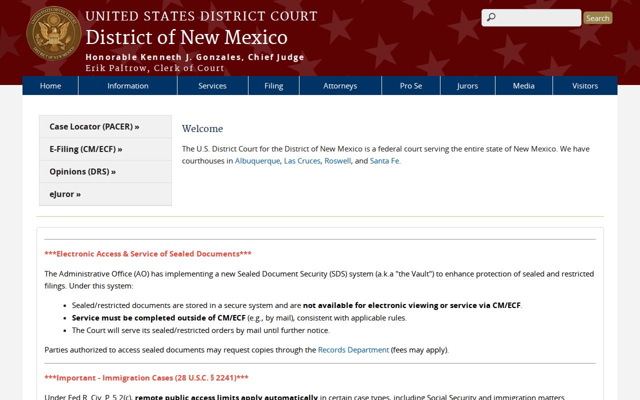 Alamogordo federal criminal records at the US District Court for New Mexico