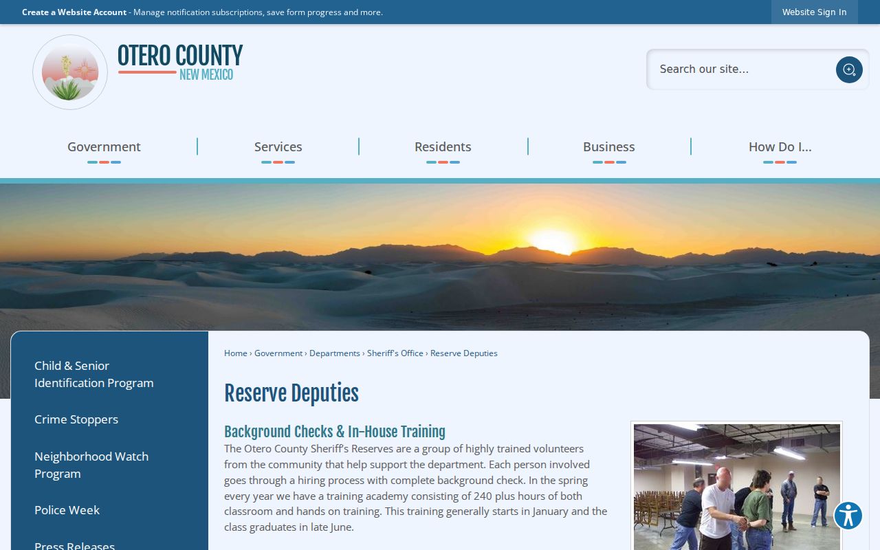 Cloudcroft criminal records Otero County Sheriff reserve deputies