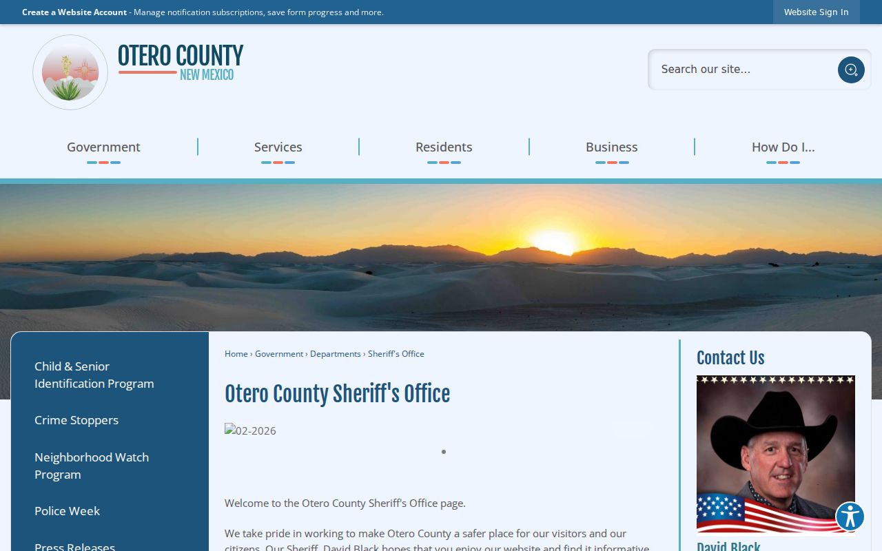 Otero County criminal warrant records sheriff page