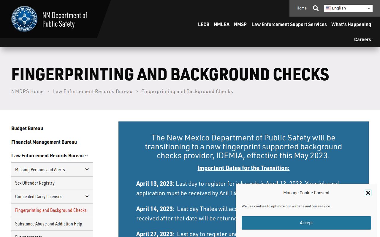 Otero County arrest record self-review through New Mexico DPS fingerprinting