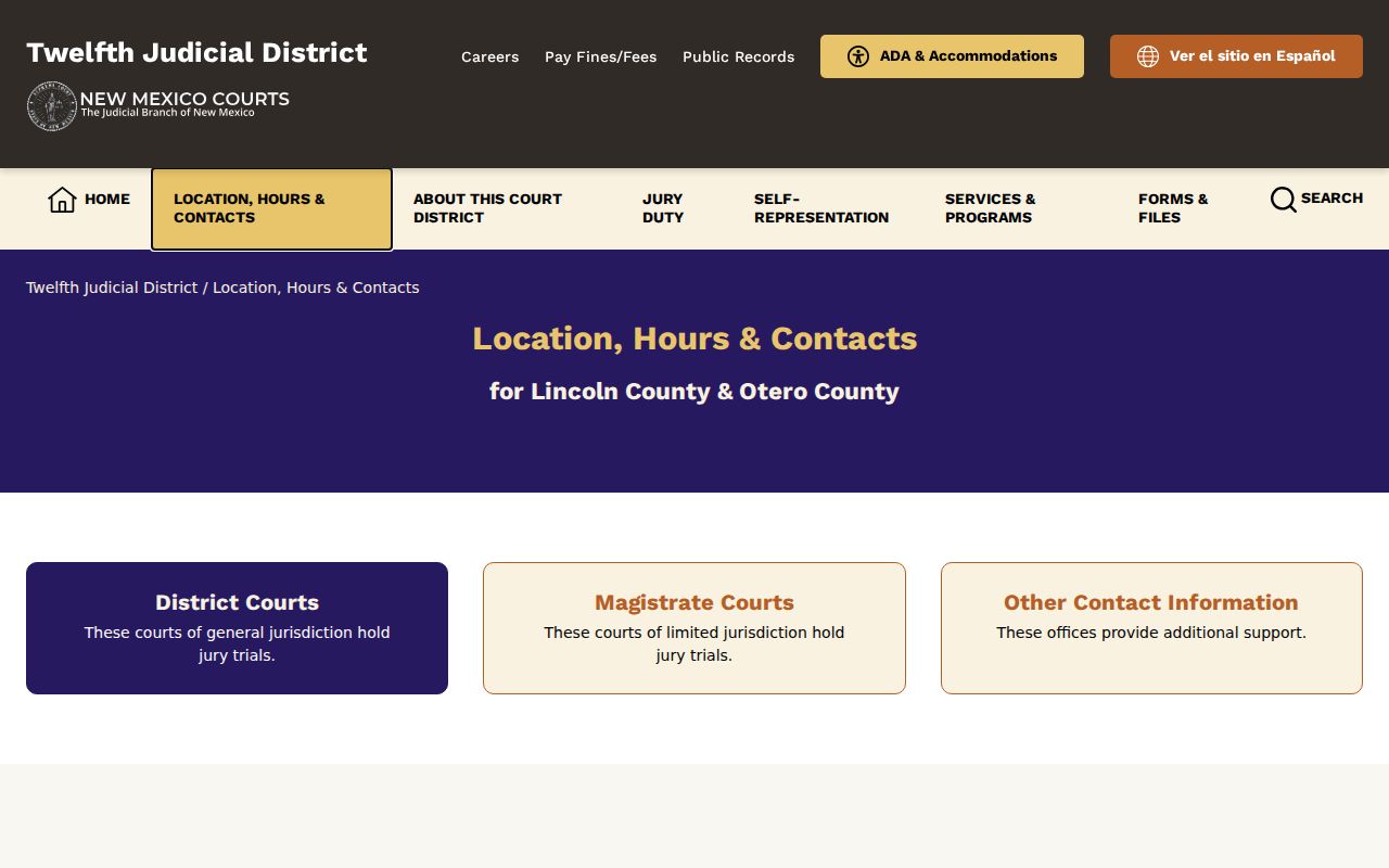 Otero County District Court contacts for criminal case records